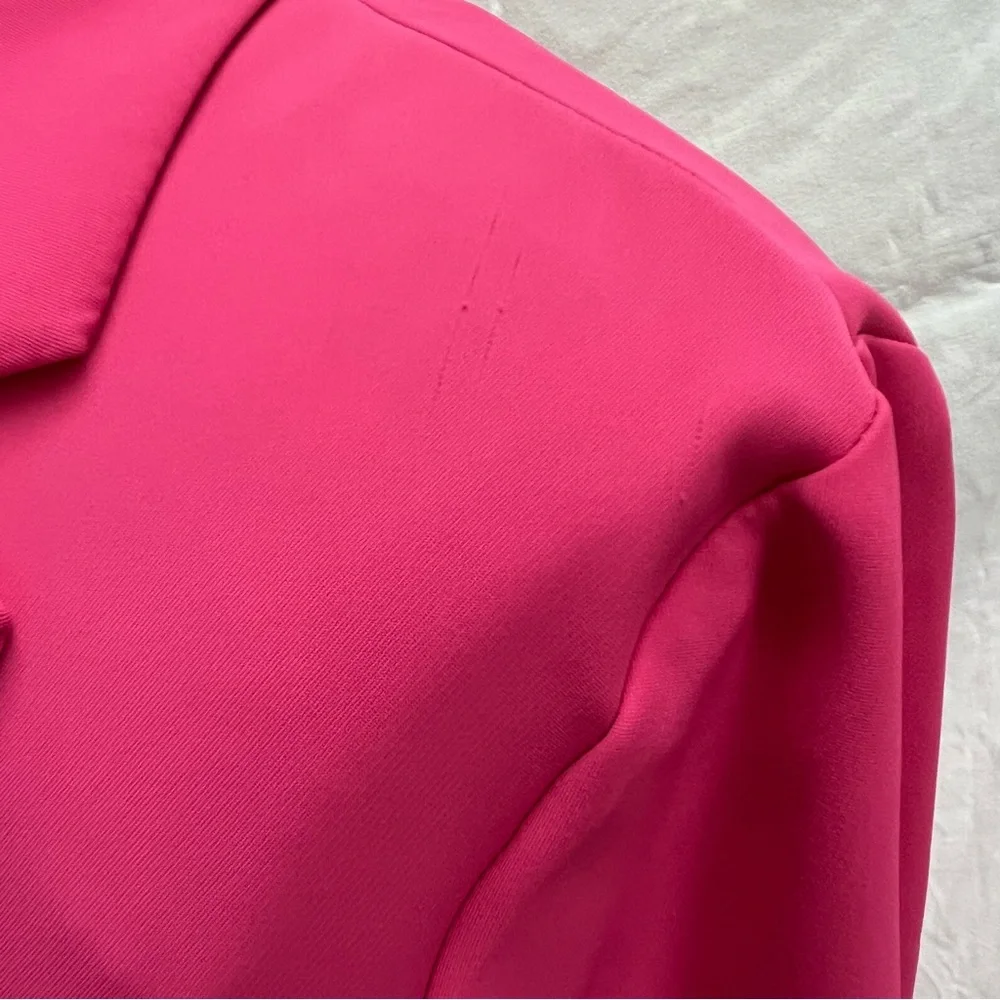 Joseph Ribkoff hot pink, lightweight, extra long blazer. - Picture 6 of 11